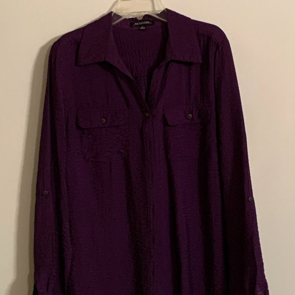 Notations Small Roll-Tab Sleeve Button Up Shirt - Picture 2 of 7